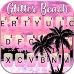 pink glitter beach theme android application logo